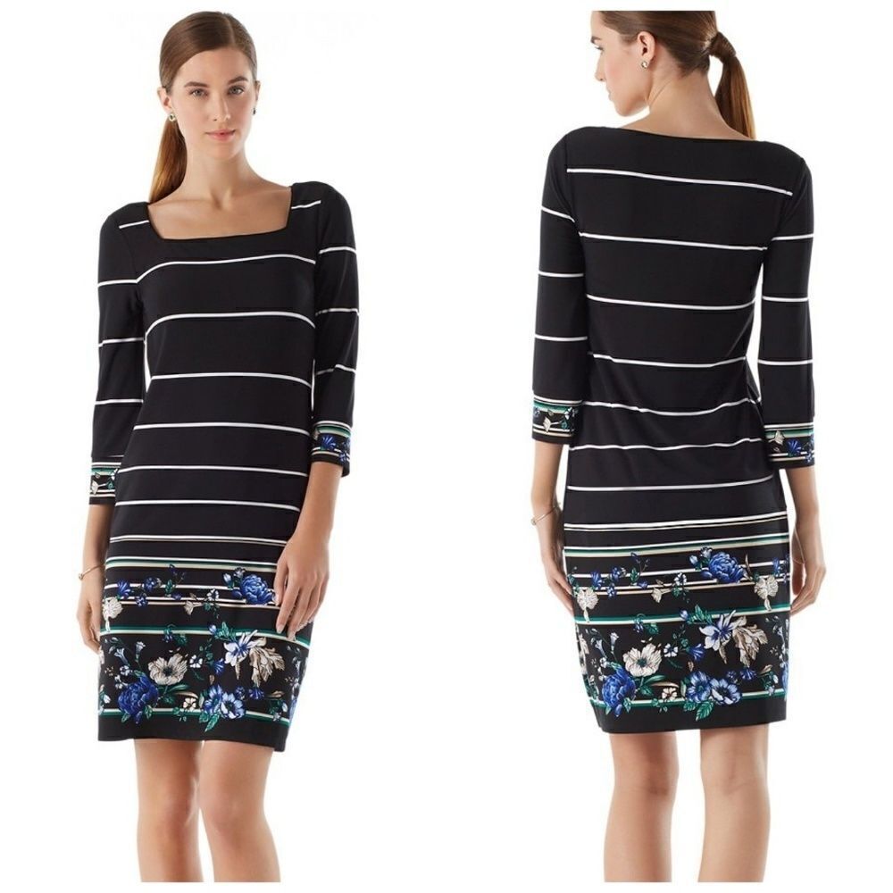 NWT WHBM Floral Striped Shift Dress Size XS